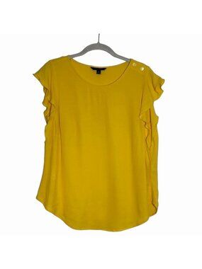 Banana Republic Women's Flutter Sleeve Pullover Top in Yellow - Sz M